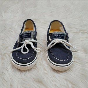 Sperry Top Sider Halyard Boy's Size 11M Canvas Navy Blue Boat Shoes SOL261463